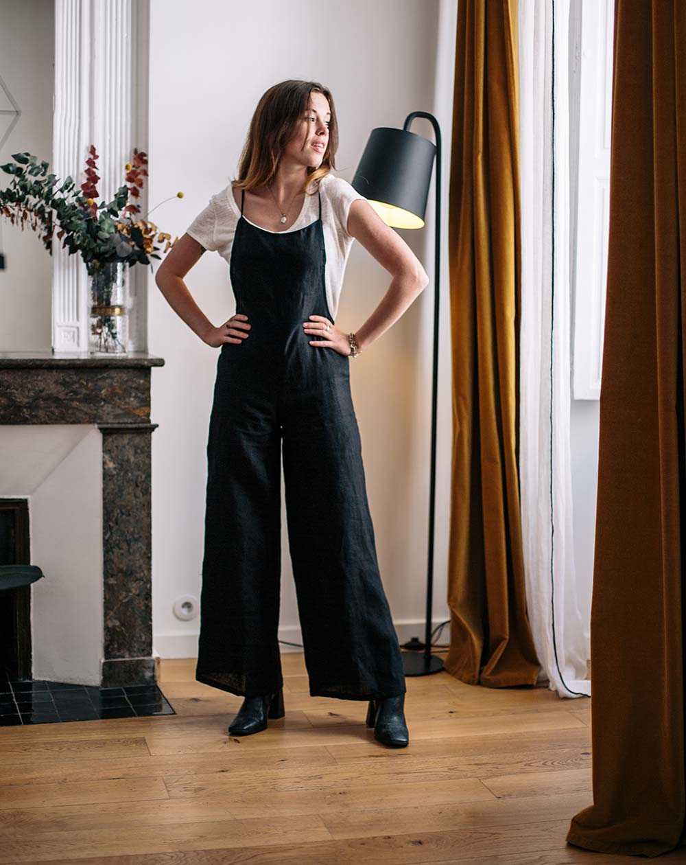 Combinaison en lin ZIVA, Aatise, ecoresponsable, éthique, lin, noir, été, 2023, tendance, indémodable 
